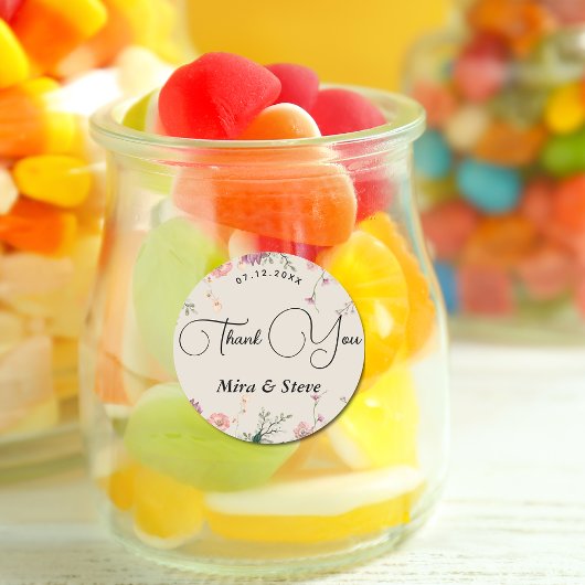 Sticker Rond bohème chic floral merci mariage