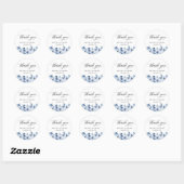 Sticker Rond Bohème Dusty Bleu Floral Merci Favoriser (Feuille)