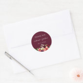 Sticker Rond Bohème fleurit Bourgogne Mariage Favoriser (Enveloppe)