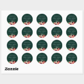 Sticker Rond Bohème Fleurs Emeraude Mariage Favoriser (Feuille)