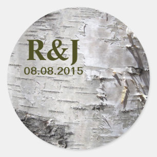 Sticker Rond bohème rustique pays chic écorce d'arbre blanc bou