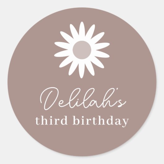 Sticker Rond Bohemian Daisy Anniversaire (Devant)