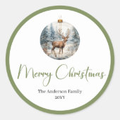 Sticker Rond Bohemian Modern Christmas Scene Neutral Holiday  (Devant)