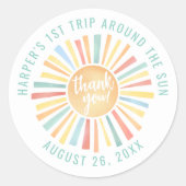 Sticker Rond Boho 1er Voyage Autour Du Soleil (Devant)