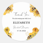 Sticker Rond Boho abeille Merci de douche nuptiale (Devant)