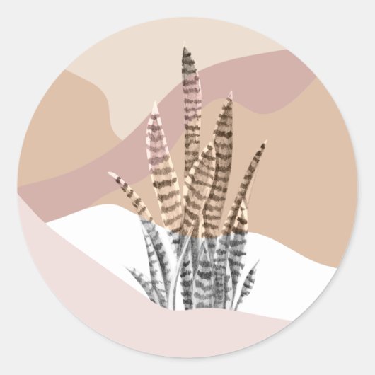 Sticker Rond Boho Abstrait Moderne Succulent (Devant)
