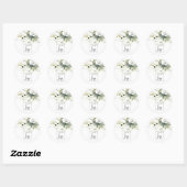 Sticker Rond Boho Abstrait vert blanc floral (Feuille)