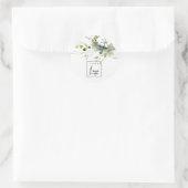 Sticker Rond Boho Abstrait vert blanc floral (Sac)
