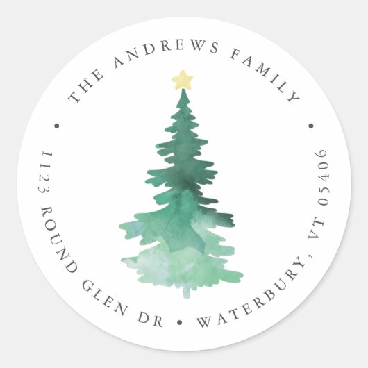 Sticker Rond Boho Aquarelle Arbre Retourner Adresse Arrondi Cla (Devant)