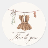 Sticker Rond Boho Aquarelle Bébé Vêtements Fille Baby shower (Devant)