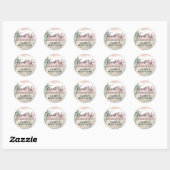 Sticker Rond Boho Aquarelle Désert Nature Cactus Merci (Feuille)