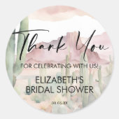 Sticker Rond Boho Aquarelle Désert Nature Cactus Merci (Devant)