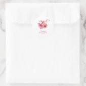 Sticker Rond Boho Aquarelle Fleurs Rouge Magenta Baby Shower de (Sac)