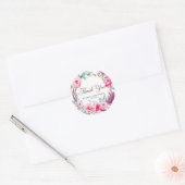 Sticker Rond Boho Aquarelle Peonies roses Merci de couronne (Enveloppe)