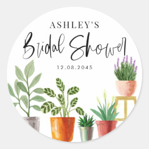 Sticker Rond Boho Aquarelle Poted Houplant Fête des mariées
