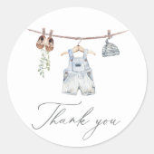 Sticker Rond Boho Aquarelle Vêtements bébé Baby shower garçon (Devant)