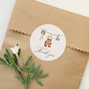 Sticker Rond Boho Aquarelle Vêtements bébé Baby shower garçon