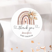 Sticker Rond Boho Arc-en-ciel Baby shower neutre classique