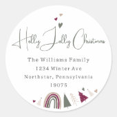 Sticker Rond Boho Arc en ciel & Coeurs Enveloppe Holly Jolly (Devant)