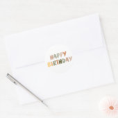 Sticker Rond Boho Arc-en-ciel manuscrit Joyeux anniversaire (Enveloppe)