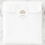 Sticker Rond Boho Arc-en-ciel rose Coeur bébé fille douche Merc (Sac)