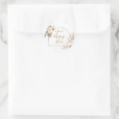 Sticker Rond Boho Arch Blanche Citrouille Floral Votre Message  (Sac)