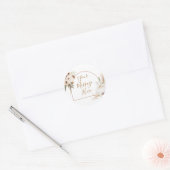 Sticker Rond Boho Arch Blanche Citrouille Florale Votre Message (Enveloppe)