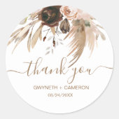 Sticker Rond Boho Automne Citrouille douche Merci (Devant)