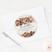 Sticker Rond BOHO Automne Floral Automne Feuilles Monogramme Ad (Enveloppe)