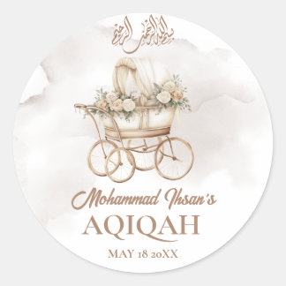 Sticker Rond Boho Baby Carriage Aqiqah Unisex Musulman Nouveau-