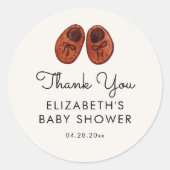 Sticker Rond Boho Baby Chaussures Baby shower d'aquarelle (Devant)