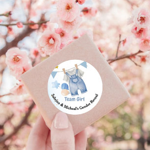 Sticker Rond Boho Baby Clotheline Genre Revela Team Boy