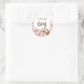 Sticker Rond Boho Baby Gender Reveal Team Boy (Sac)