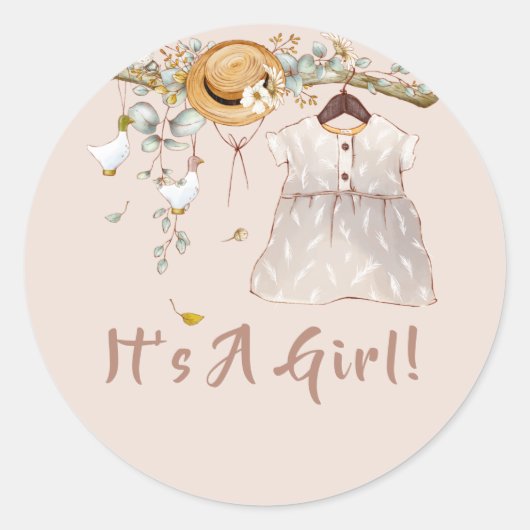 Sticker Rond Boho Baby Girl Hanging tenue robe (Devant)