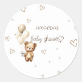 Sticker Rond Boho Bear Cub Baby shower Favoriser (Devant)