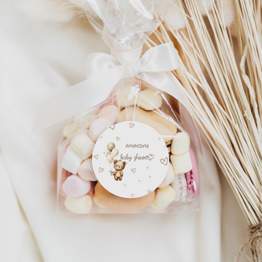 Sticker Rond Boho Bear Cub Baby shower Favoriser