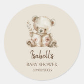 Sticker Rond Boho Bearly Wait Storybook Bear Baby shower (Devant)