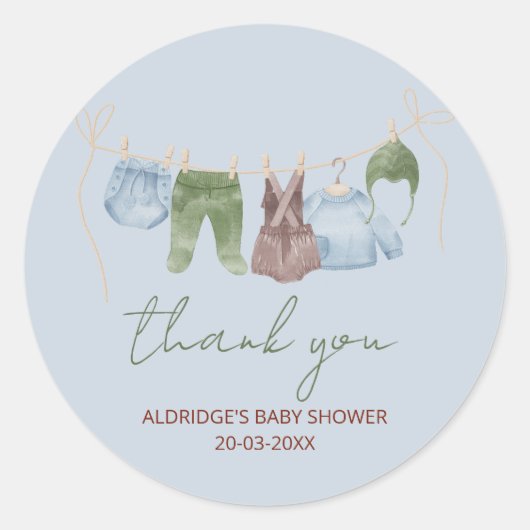 Sticker Rond Boho bébé vêtements doux bébé garçon baby shower (Devant)