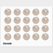 Sticker rond Boho Beige Floral Classique (Feuille)