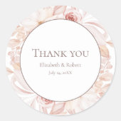 Sticker Rond Boho Blanc et rose Mariage Merci (Devant)