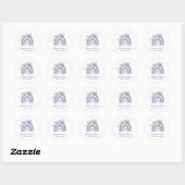 Sticker Rond Boho bleu et pourpre | Baby shower arc-en-ciel (Feuille)