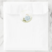 Sticker Rond Boho bleu fleurs vert feuille botanique (Sac)
