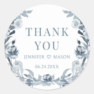 Sticker Rond Boho bleu gris foncé mariage merci