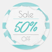 Sticker Rond Boho bleu motif magasin promotion vente autocollan (Devant)