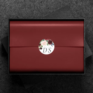 Sticker Rond Boho Bloom Burgundy Red and Navy Changement de d