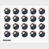 Sticker Rond Boho Blooms | Dark Navy Merci bleu et rouge (Feuille)