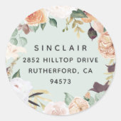 Sticker Rond Boho Blooms Floral Adresse de retour (Devant)