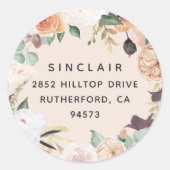 Sticker Rond Boho Blooms Floral Adresse de retour (Devant)