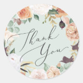 Sticker Rond Boho Blooms Moderne Floral Merci Favoriser (Devant)