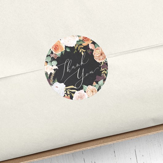 Sticker Rond Boho Blooms Moderne Floral Merci Favoriser